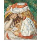 Gemälde von zwei Mädchen mit großen Hüten, die ein Buch betrachten. Darunter die Zahl "12" und Zahlen 1 bis 31.