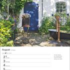 Augustkalender, Woche 31. Spruch: "Ist der August am Anfang heiß, wird der Winter streng und weiß." Rustikaler Garten.