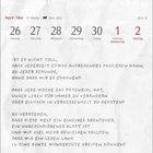 Kalender von April bis Mai; Zitat über das Potenzial jeder Woche und das Leben als Abenteuer. Montag bis Sonntag datiert.