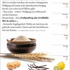 Text: "ELSE URY" und "August". Montag bis Sonntag mit den Daten 2 bis 8. Bild: Schüssel mit Grieß, Eier, Vanilleschoten, Zitrone.