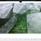 "Eisschollen treiben auf dem dunkelgrünen Wasser wie ein entzwei gebrochener Winterhimmel." Kalender mit Monatsübersicht.