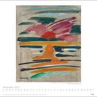 Text: "Dezember 2027", "Siegward Sprotte, Sonnenaufgang, 1968." Illustration mit bunten, abstrakten Pinselstrichen.