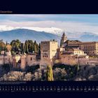 12 Dezember. Kalenderansicht mit Landschaft und Burg vor schneebedeckten Bergen und Bäumen.