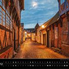 "Dänemark 12. Weihnachtszeit in Ribe – Dänemarks ältester Stadt." Kopfsteinpflasterstraße, Fachwerkhäuser, Abendbeleuchtung.