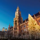 Text: "Weihnachtsmarkt 12." Eine große, festlich beleuchtete Tanne steht vor einem historischen Gebäude mit Turm.