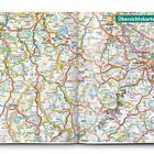 Übersichtskarte. Detaillierte Straßenkarte der Region, zeigt Städte wie Bonn, Koblenz, Trier, Lüttich.