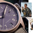 IWC Schaffhausen Big Pilot's Watch, Tom Cruise in "Top Gun: Maverick", Uhr Vorder- und Rückseite, taktische Kleidung.