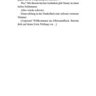 Text: „Aspirant! Willkommen im Albtraumfluch. Bereite dich auf deine Erste Prüfung vor…“. Schwarzer Text auf weißem Hintergrund.