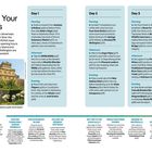 "Plan Your Days" und "Day 1". "Muster some cleverness and plan your time...". Untere Texte: "Explore Turrakana...". Links ein Foto eines Gebäudes mit Garten.