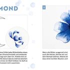HALBMOND: Zeichnung und Anleitung zum Ausmalen von Blütenblättern mit Aquarelleffekt und dunklem Blauton.