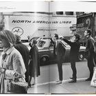 „Fifth Avenue, New York City, January 1965“ zeigt eine belebte Straßenszene mit Menschen, die auf Taxis warten.