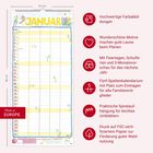 Text im Kalender: "JANUAR". Text daneben: Hochwertige Farbab­bildungen, Wunderschöne Motive, FSC-zertifiziertes Papier.
