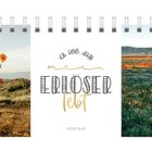 Ich weiß, dass mein Erlöser lebt. Hiob 19,25. Links Hand mit Blume, rechts Feld mit orangen Blumen.