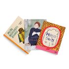 Drei Bücher: "MEIN ALLERLIEBSTES ZUHAUSE", "Ich bin mutig", "HUGO SEIN" mit bunten, künstlerischen Einbänden.