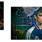 Links ein ernstes Gesicht einer Frau mit Mütze, rechts ein Mann in Jacke vor Glas.