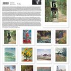 Claude Monet, Kalender, verschiedene Gemäldeabbildungen, monochromes Porträt, Impressionismus.