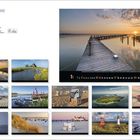 "Meerblicke Nord- und Ostsee" zeigt zwölf maritime Fotos mit Stränden, Booten und Leuchttürmen.