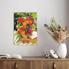 „Blumenträume 2027: Flowers - Fleurs - Fiori“. Ein Kalender mit einem bunten Blumenstrauß auf einem Tisch.
