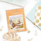 Kalenderseite mit „LÖWE“ und Datum 23.07 - 23.08. Illustration: Zwei Hühner, eines auf Sofa. Sprechblase: „Weiter machen?“