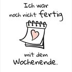 „Ich war noch nicht fertig mit dem Wochenende.“ Illustration eines Kalenders mit einem rosa Herzen. Datum: November 2027.