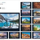 „Wunder der Welt“ oben links. Verschiedene Landschaften und historische Bauwerke in einem Kalenderlayout.