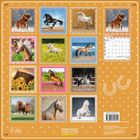 "Korsch Verlag", "Made in Germany"; Kalender mit zwölf Pferdebildern in einer orangefarbenen, gepunkteten Anordnung.