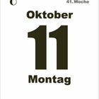 Oktober 11 Montag, 41. Woche. Oben links ein kleiner Kreis. Schlichte, minimalistische Darstellung.