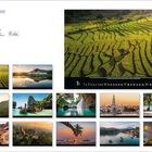 Reiselust – Thailand. Kalender mit zwölf Landschaftsfotos von Thailand, darunter Reisfelder, Strände und Tempel.