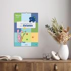 Titel: "Der Kalender mit dem Elefanten 2027". Illustration eines Elefanten und Hasen mit Pinsel, bunte Farbkleckse.