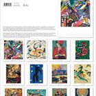 "Klassische Moderne" oben. Unten zwölf bunte Gemälde von Künstlern wie Kandinsky, Marc, und Macke.