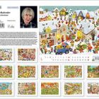 "Wimmelkalender Marion Krätschmer", ein Kalender mit bunten, detailreichen Illustrationen einer winterlichen Dorfszene.