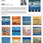 Titel: Horizonte, Michel Rauscher, untere Reihe rechte Collage mit gemalten Landschaften in kräftigen Farben, Blau und Orange.