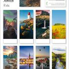 Kalender "Magische Momente im Norden". Bilder zeigen Landschaften mit Leuchtturm, Nordlichtern und Fjorden.