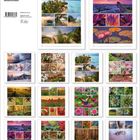 NaturGenuss, 12 Fotografien mit Naturmotiven wie Strände, Blumen, Schmetterlinge und Landschaften in einem Kalenderlayout.