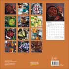 Kalendarblatt für Januar 2027, Bilder von Lebensmitteln, arrangiert in zwölf quadratischen Feldern auf braunem Hintergrund.