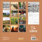 "Bike LOVE" und ein Kalender für Januar 2022. Verschiedene Fahrradaufnahmen mit Landschaften und Szenen im Hintergrund.