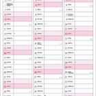 Kalender Januar bis März 2028, Wochen- und Feiertage markiert. Feiertage rot hervorgehoben. Drei Spalten für die Monate.