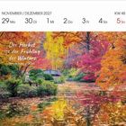 Text: „Der Herbst ist der Frühling des Winters.“ Kalenderdaten: 29. Nov bis 5. Dez, 2027. Herbstlich gefärbter Park mit Teich.
