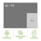 66 × 50, A4, CO₂-KOMPENSIERT, NACHHALTIGES PAPIER, MADE IN GERMANY, mit Symbolen für Umweltfreundlichkeit.
