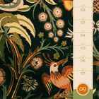 1-7 Märzkalender mit dekorativem Vogel- und Pflanzenmotiv in warmen Erdtönen. 9. März hervorgehoben.