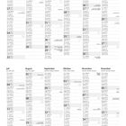 2027-Kalender, Monate Januar bis Dezember, Feiertage und besondere Tage in mehreren Sprachen angegeben.