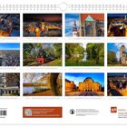 Kalender mit elf Fotos von Städten und Landschaften. Unten Kontaktdaten von K4 VERLAG und eine Warnung zu Plastikhüllen.