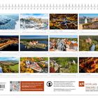 Kalender mit Landschaftsbildern, Monaten und QR-Code. Enthält Verlagsinfos und Preisangabe (11,90 EUR).
