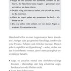 Ein Text auf grauem Hintergrund: Akzeptiere Angst, beweg dich weiter. Mutig sein. Gemeinsam hindurchgehen. Respekt für Offenheit. Auf Seite 19 folgt mehr über Angstbewältigung.