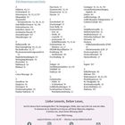 "Stichwortverzeichnis" gefolgt von alphabetischen Begriffen mit Seitenzahlen. Kontaktinfo und Hinweise für Leser.