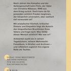 Ein Buch, das zum Nachfragen einlädt. Vater kehrt 1946 heim, erforscht wird sein seelischer Zustand durch Tagebücher.