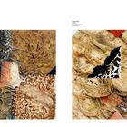 Links: "Tischlein deck dich", Acryl/Mischtechnik, 210 x 210 mm. Rechts: "Fallensteller", Acryl/Mischtechnik, 210 x 210 mm.