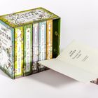 „Jane Austen: Die großen Romane“, Buchbox mit blumigem Design, fünf Bücher, eines offen: „Verstand und Gefühl“.