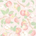 Ich sehe keinen Text. Eine Illustration mit Äpfeln, Blättern und Blüten in sanften Farben auf hellem Hintergrund.