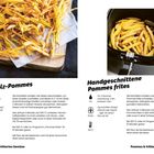 Links: "Streichholz-Pommes". Zutatenliste und Zubereitung mit Bild von dünnen Pommes. Rechts: "Handgeschnittene Pommes frites" mit Bild.